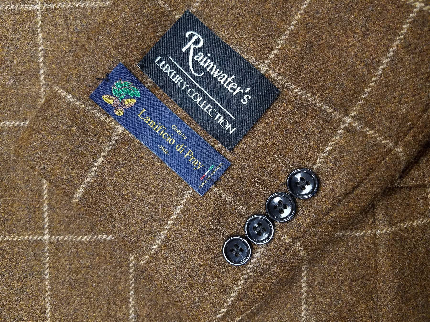 Lanificio di Pray Brown Window Pane Super 150's Wool Sport