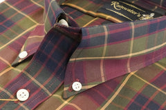 Burgundy Navy & Gold Plaid Wrinkle Free Button Down Sport Shirt by Rainwater's - Rainwater's Men's Clothing and Tuxedo Rental