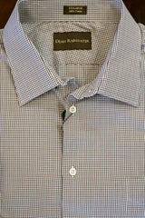 Burgundy and Grey Mini Check Cotton Twill Spread Collar by Dean Rainwater - Rainwater's Men's Clothing and Tuxedo Rental