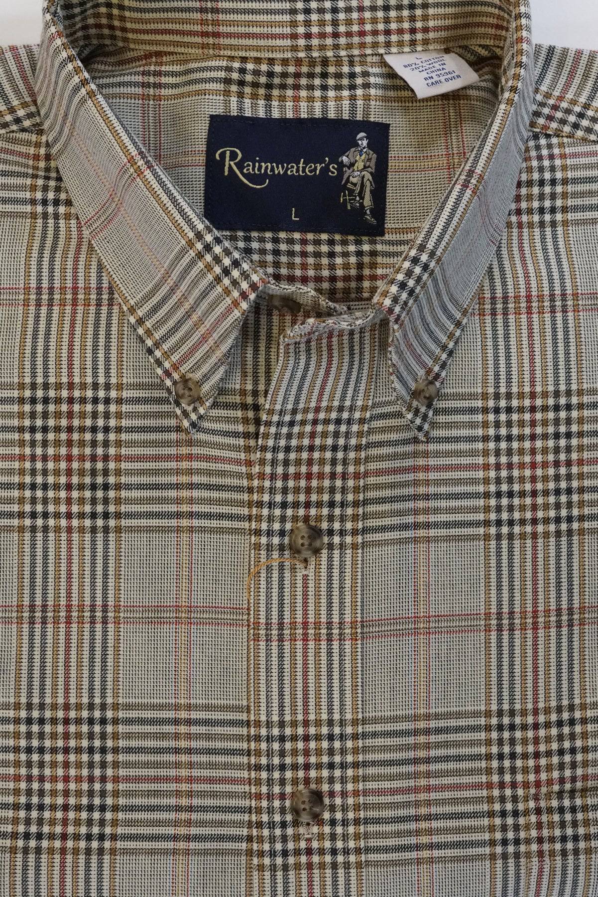 Camel Brown and Forest Plaid Button Down in Cotton & Wool by Rainwater's - Rainwater's Men's Clothing and Tuxedo Rental