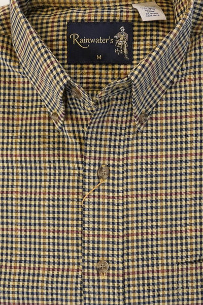 Camel and Navy Check Plaid Button Down in Cotton & Wool by Rainwater's - Rainwater's Men's Clothing and Tuxedo Rental