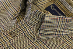 Camel and Navy Glen Plaid Button Down in Cotton & Wool by Rainwater's - Rainwater's Men's Clothing and Tuxedo Rental
