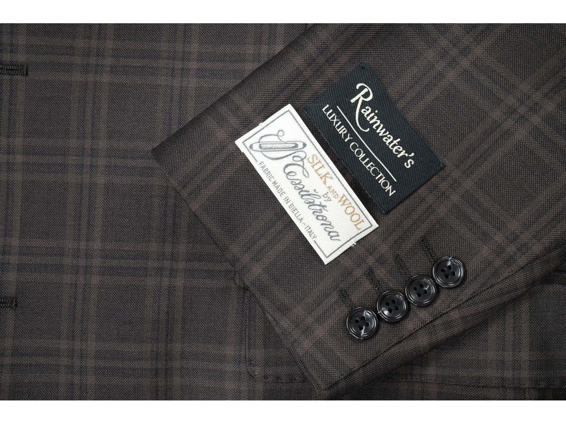 Tessilstrona Black & Brown Plaid Wool & Silk Sport Coat - Rainwater's Men's Clothing and Tuxedo Rental