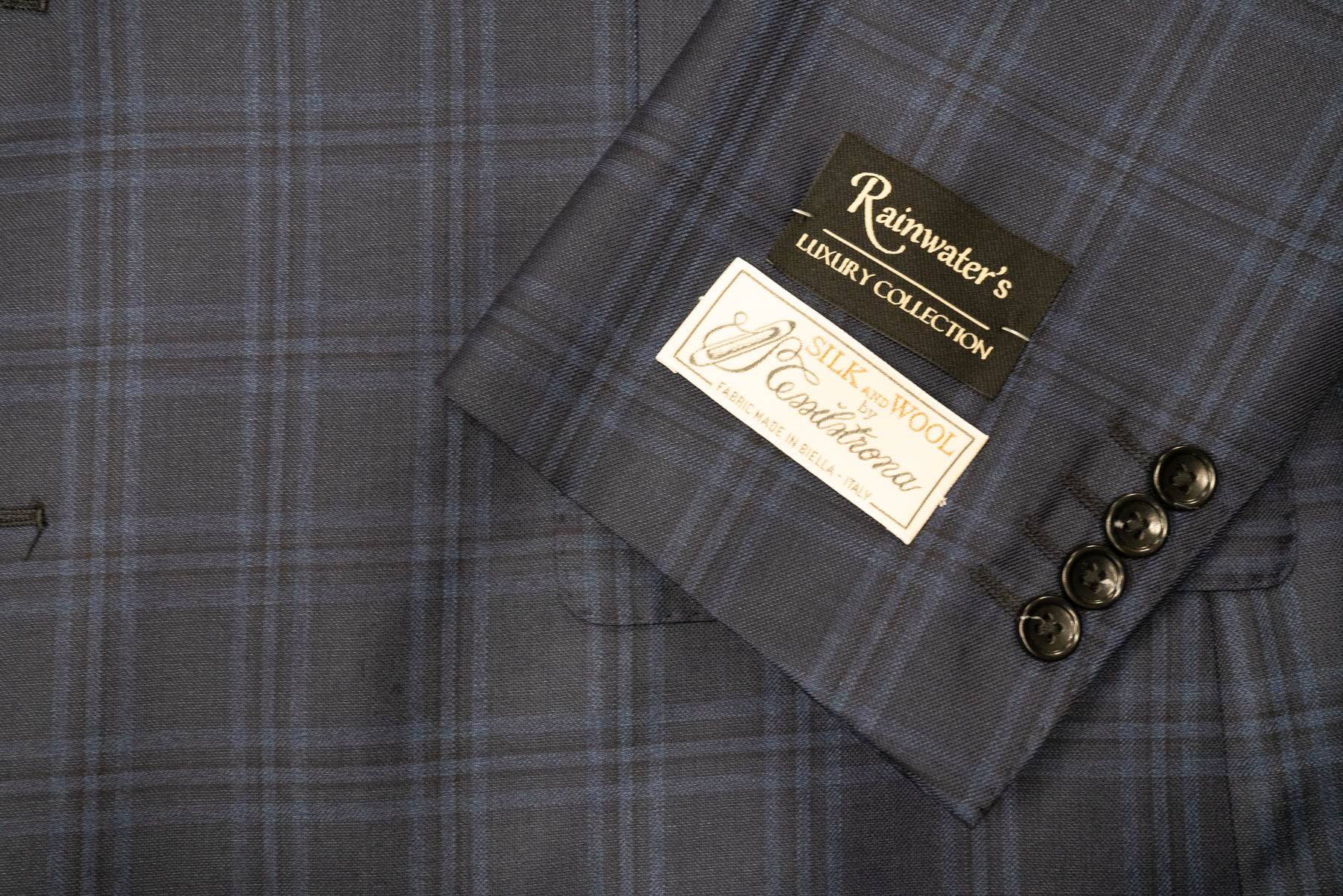 Tessilstrona Blue Plaid Wool & Silk Sport Coat - Rainwater's Men's Clothing and Tuxedo Rental