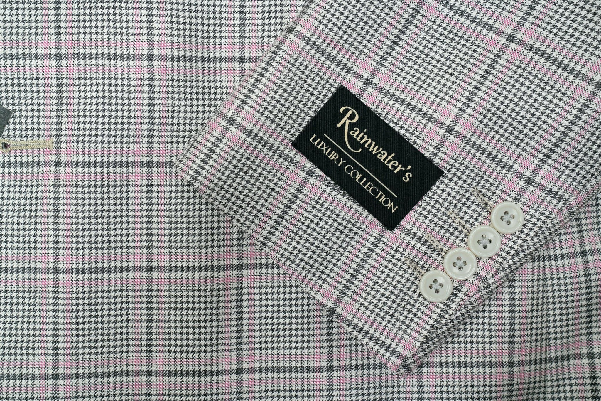Tessilstrona Grey With Pink Plaid Silk & Wool Sport Coat - Rainwater's Men's Clothing and Tuxedo Rental