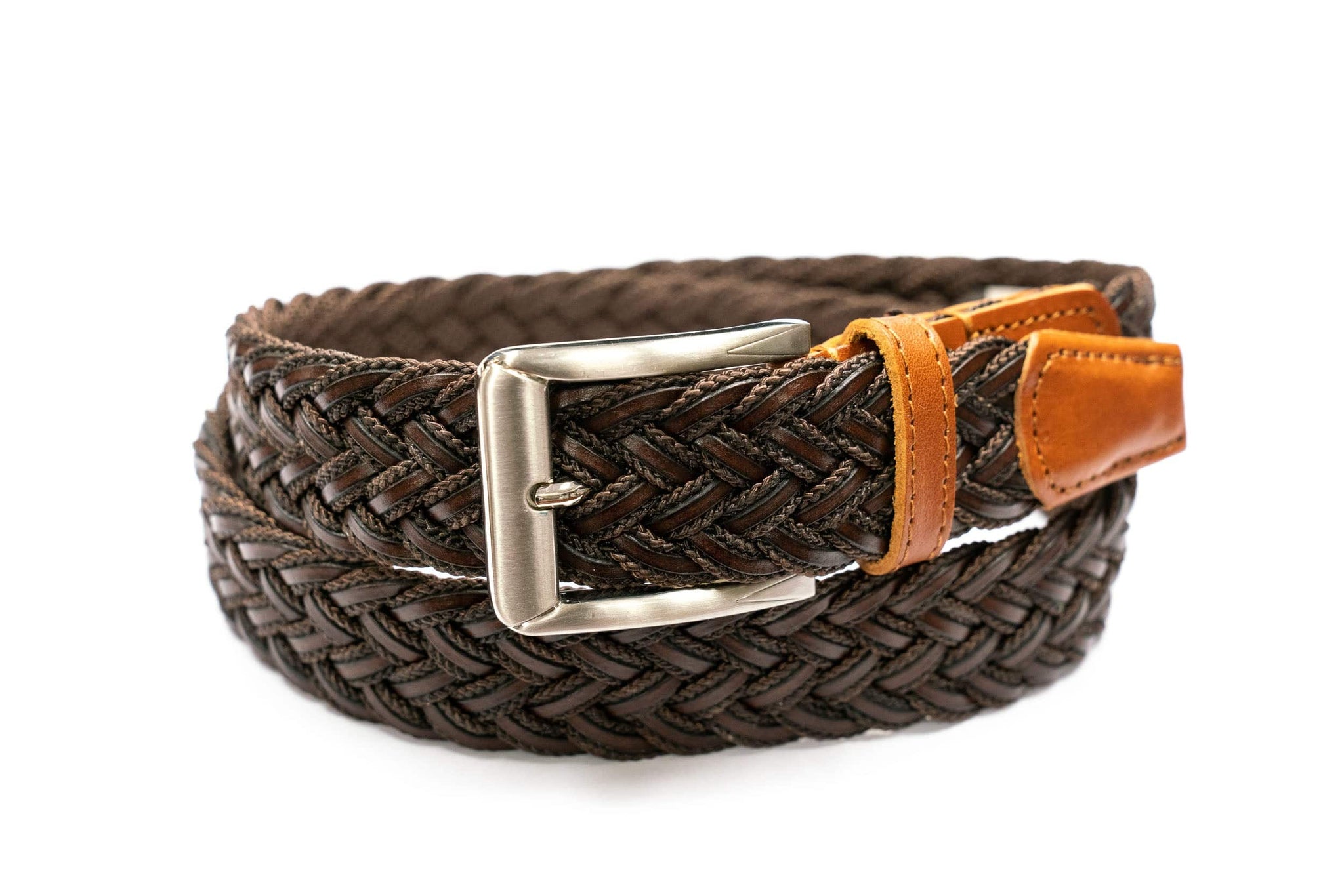 Brown Braided Leather Belt - Rainwater's Men's Clothing and Tuxedo Rental