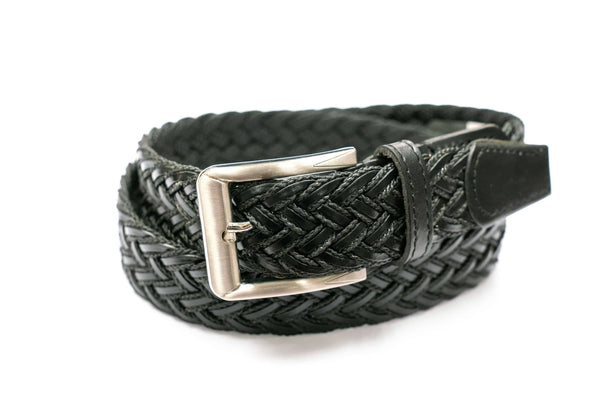 Black Braided Leather Belt - Rainwater's Men's Clothing and Tuxedo Rental