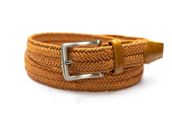 Camel Waxed Cotton Braided Belt - Rainwater's Men's Clothing and Tuxedo Rental