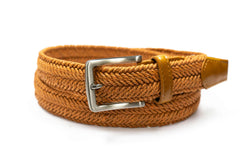 Camel Waxed Cotton Braided Belt - Rainwater's Men's Clothing and Tuxedo Rental
