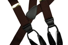 Burgundy Diamond Texture Button In Leather Tab Braces Suspenders - Rainwater's Men's Clothing and Tuxedo Rental