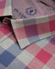 Bugatchi Grey Red & Navy Check Classic Fit Sport Shirt - Rainwater's Men's Clothing and Tuxedo Rental
