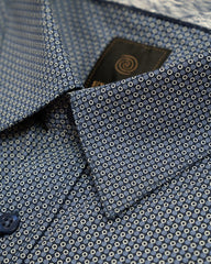 F/X Fusion Navy Circle Print Hidden Button Down Sport Shirt - Rainwater's Men's Clothing and Tuxedo Rental