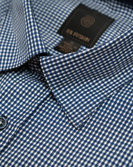Navy & White Textured Hidden Button Down Sport Shirt - Rainwater's Men's Clothing and Tuxedo Rental