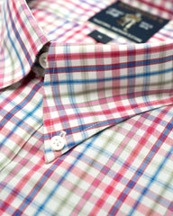 Rainwater's Plaid Button Up in Coral & Blue - Rainwater's Men's Clothing and Tuxedo Rental