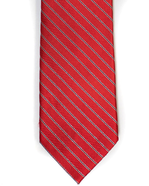 Silk Tie In Red With Black Stripes - Rainwater's Men's Clothing and Tuxedo Rental