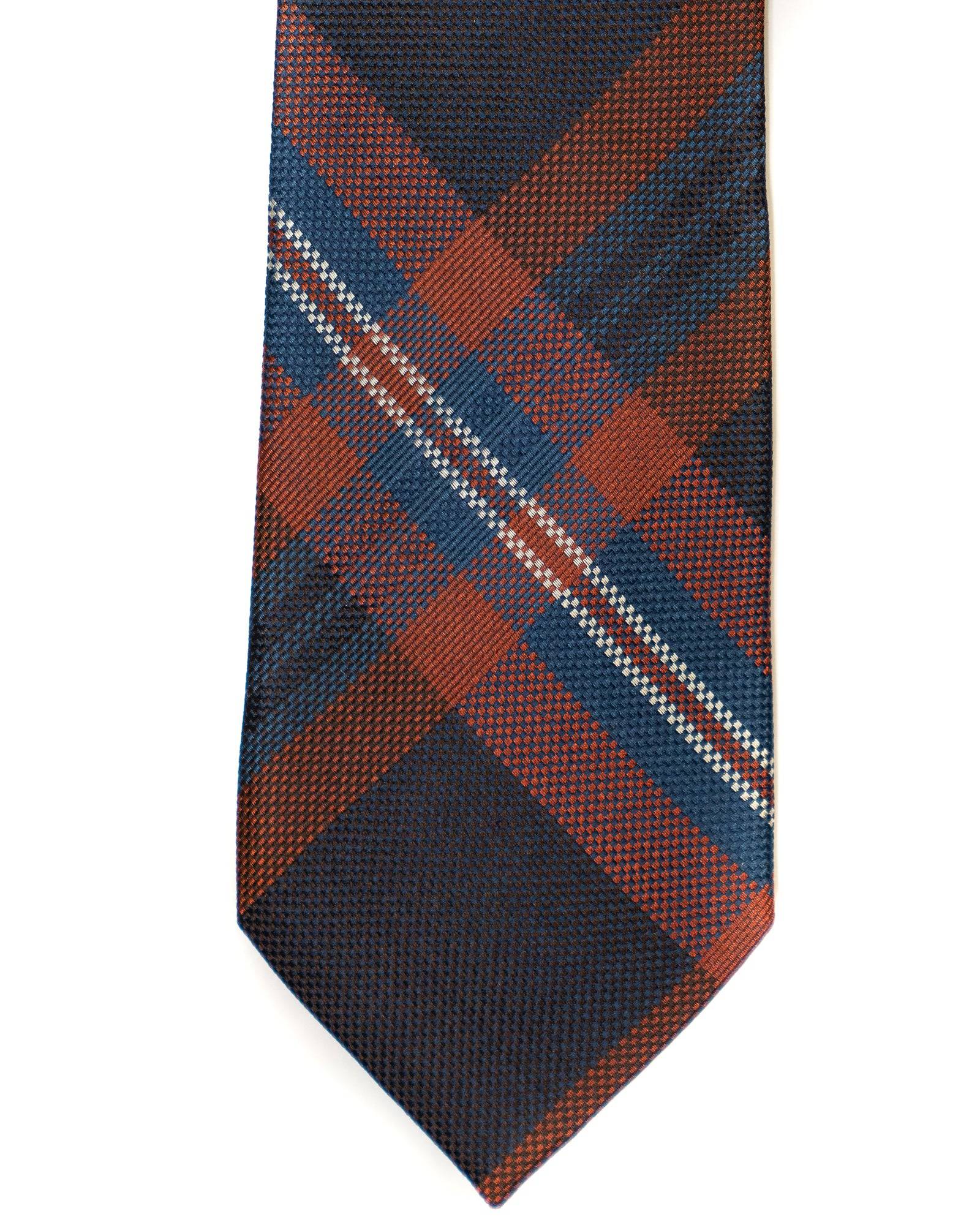 Silk Tie In Burgundy And Navy Plaid - Rainwater's Men's Clothing and Tuxedo Rental