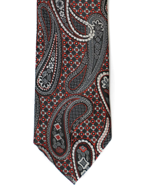 Venturi Uomo Paisley Check Tie in Black with Grey - Rainwater's Men's Clothing and Tuxedo Rental