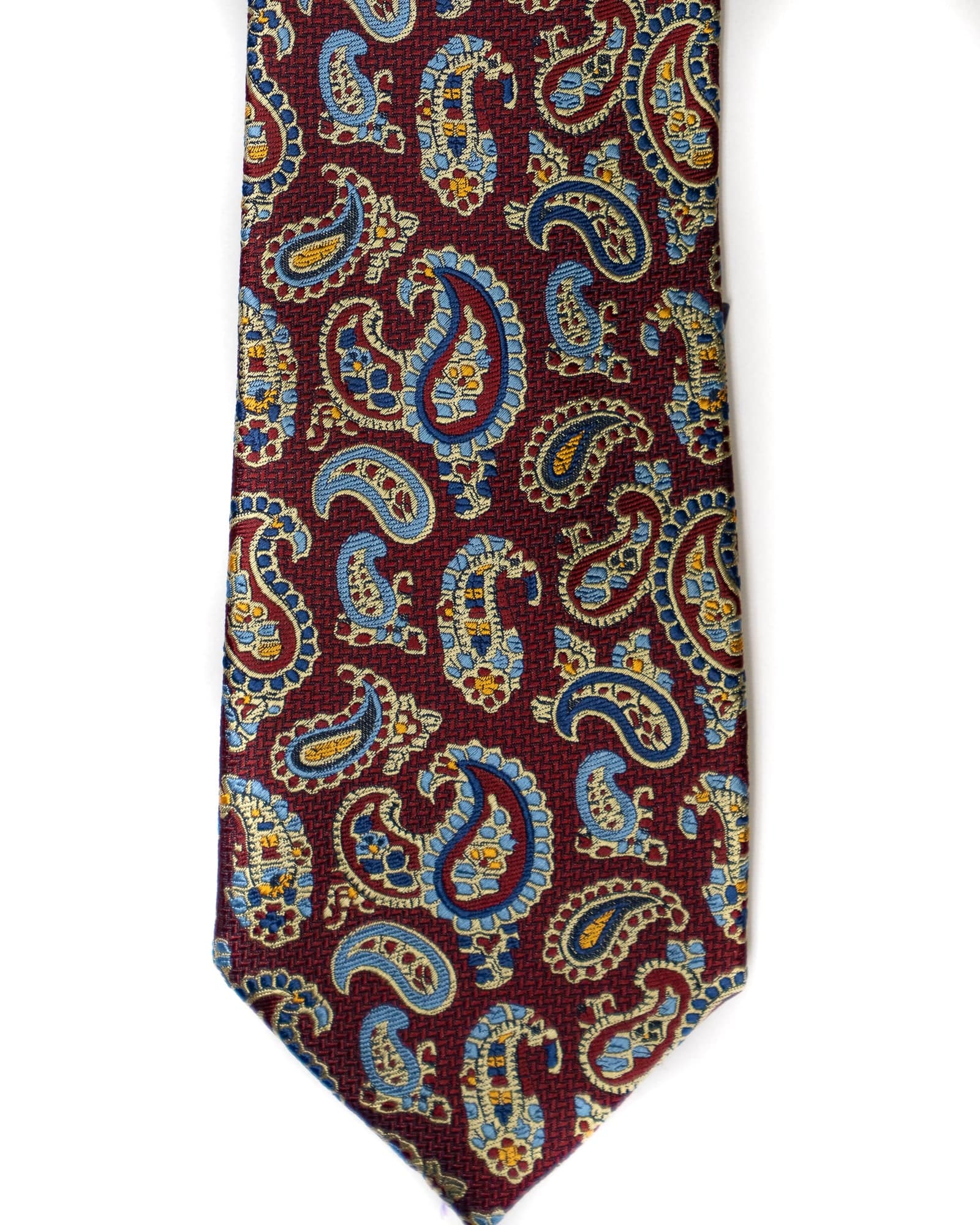 Paisley Silk Tie in Burgundy With Tan - Rainwater's Men's Clothing and Tuxedo Rental