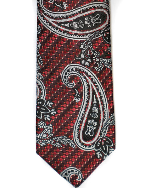 Venturi Uomo Paisley Tie in Burgundy with Grey - Rainwater's Men's Clothing and Tuxedo Rental