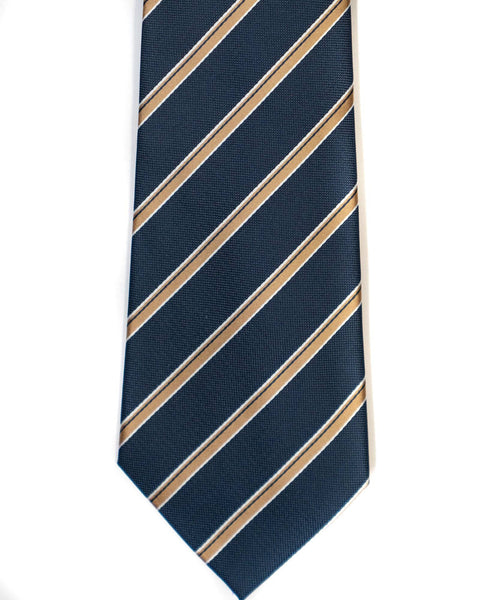 Gianfranco Stripe Tie in Navy with Khaki - Rainwater's Men's Clothing and Tuxedo Rental