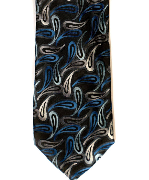 Gianfranco Paisley Tie in Black with Blue - Rainwater's Men's Clothing and Tuxedo Rental