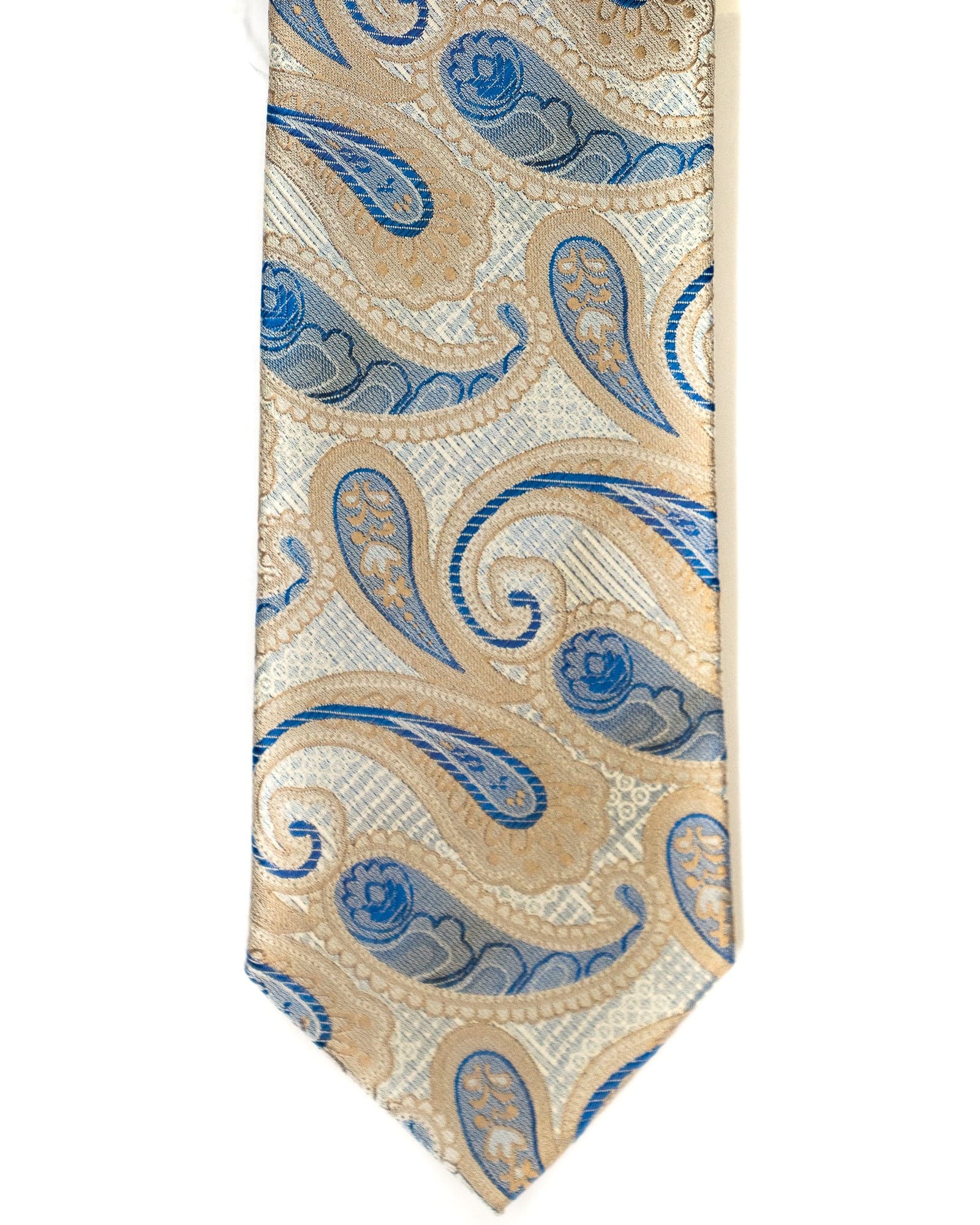 Venturi Uomo Paisley Tie in Tan with Blue - Rainwater's Men's Clothing and Tuxedo Rental