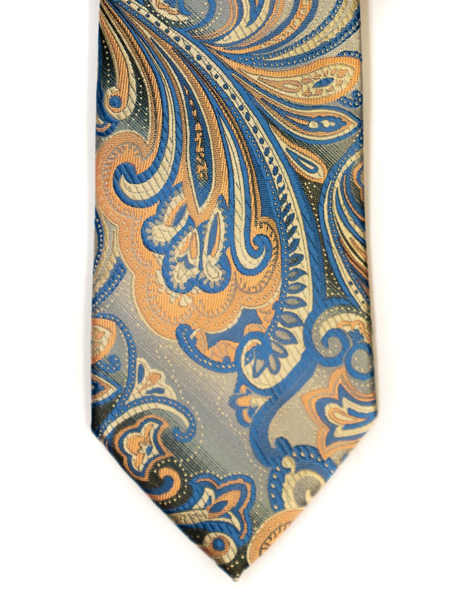 Venturi Uomo Exploded Paisley Tie in Grey with Coral - Rainwater's Men's Clothing and Tuxedo Rental