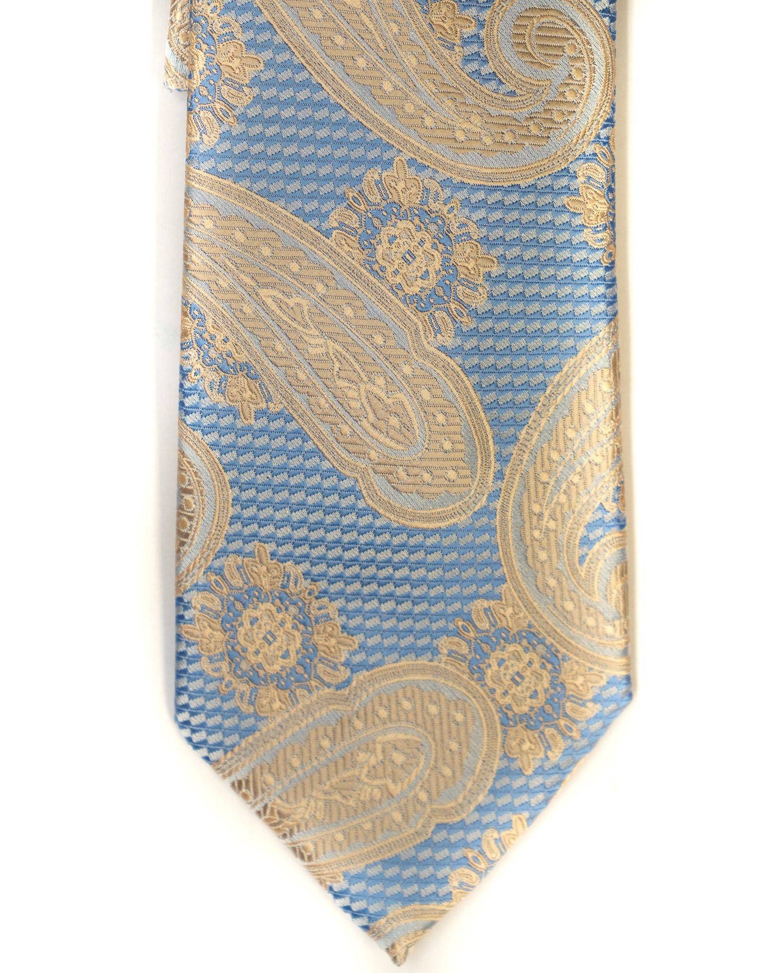 Venturi Uomo Paisley Tie in Blue with Tan - Rainwater's Men's Clothing and Tuxedo Rental