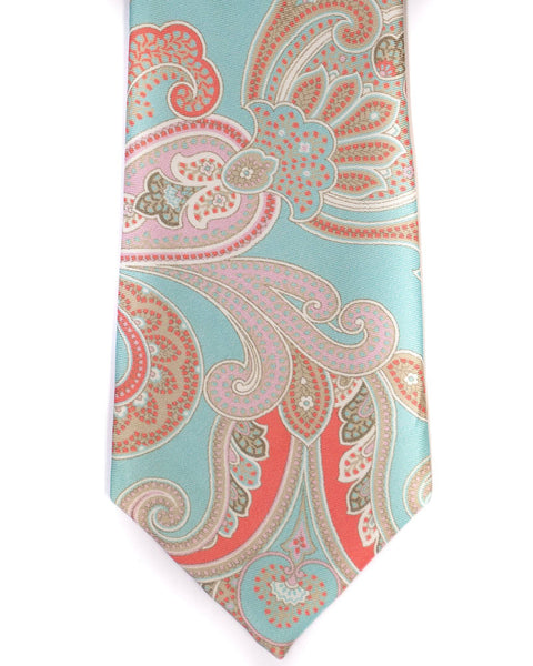 Paisley Silk Tie in Seafoam With Tan - Rainwater's Men's Clothing and Tuxedo Rental
