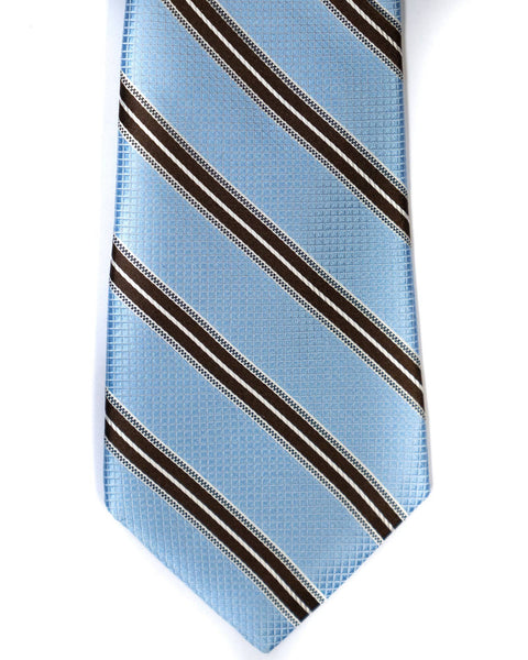 Silk Tie In Light Blue With Brown Stripes - Rainwater's Men's Clothing and Tuxedo Rental