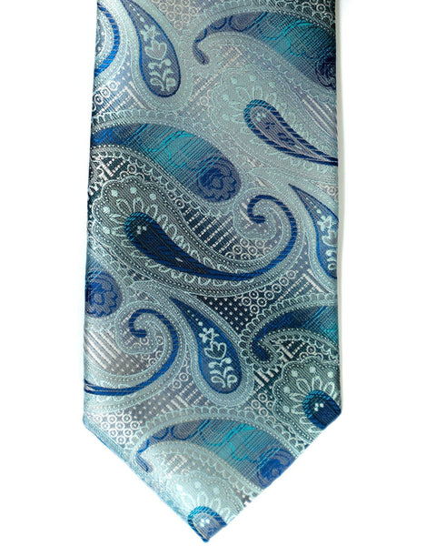 Venturi Uomo Paisley Tie in Grey with Navy - Rainwater's Men's Clothing and Tuxedo Rental