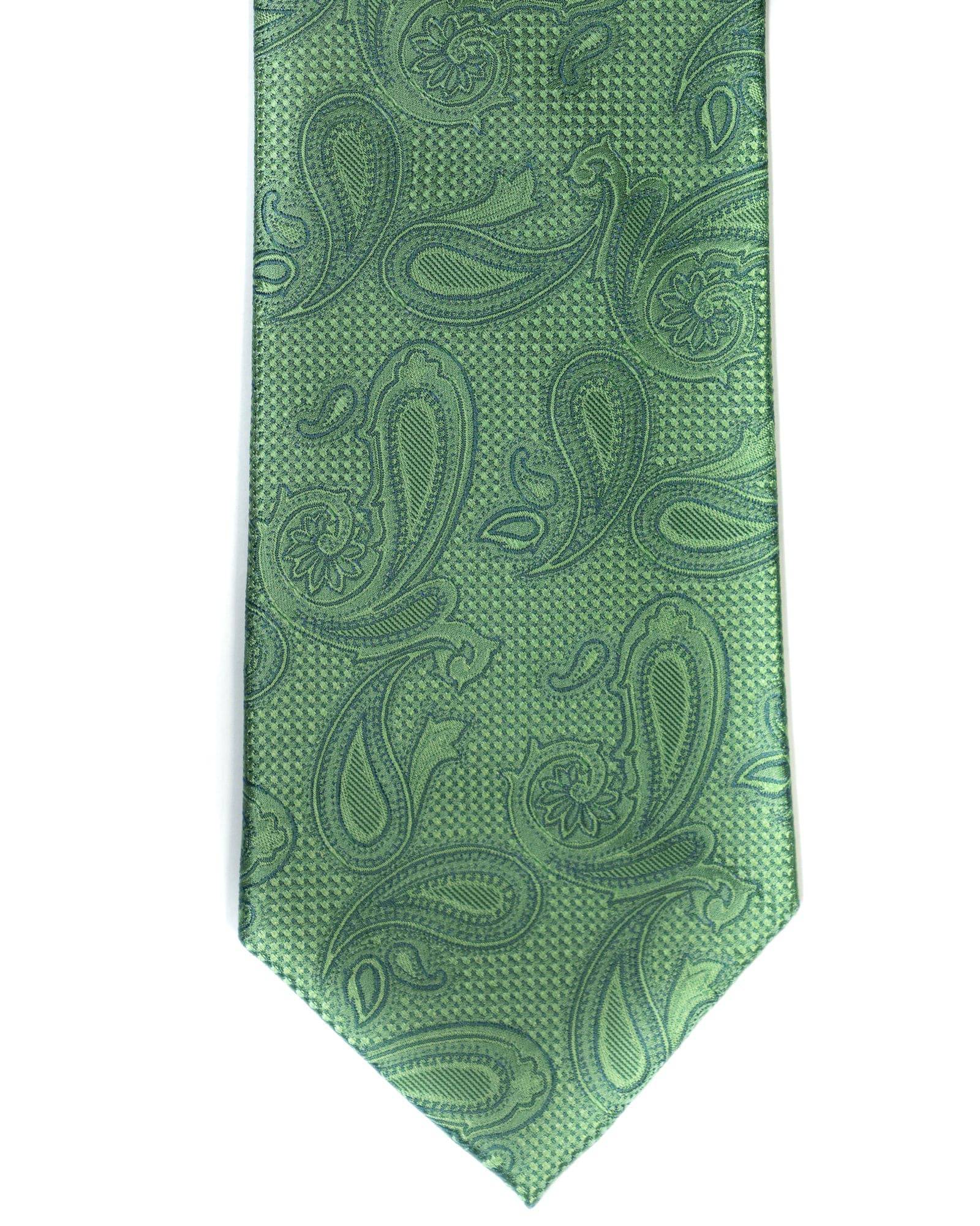 Paisley Silk Tie in Lime With Navy - Rainwater's Men's Clothing and Tuxedo Rental
