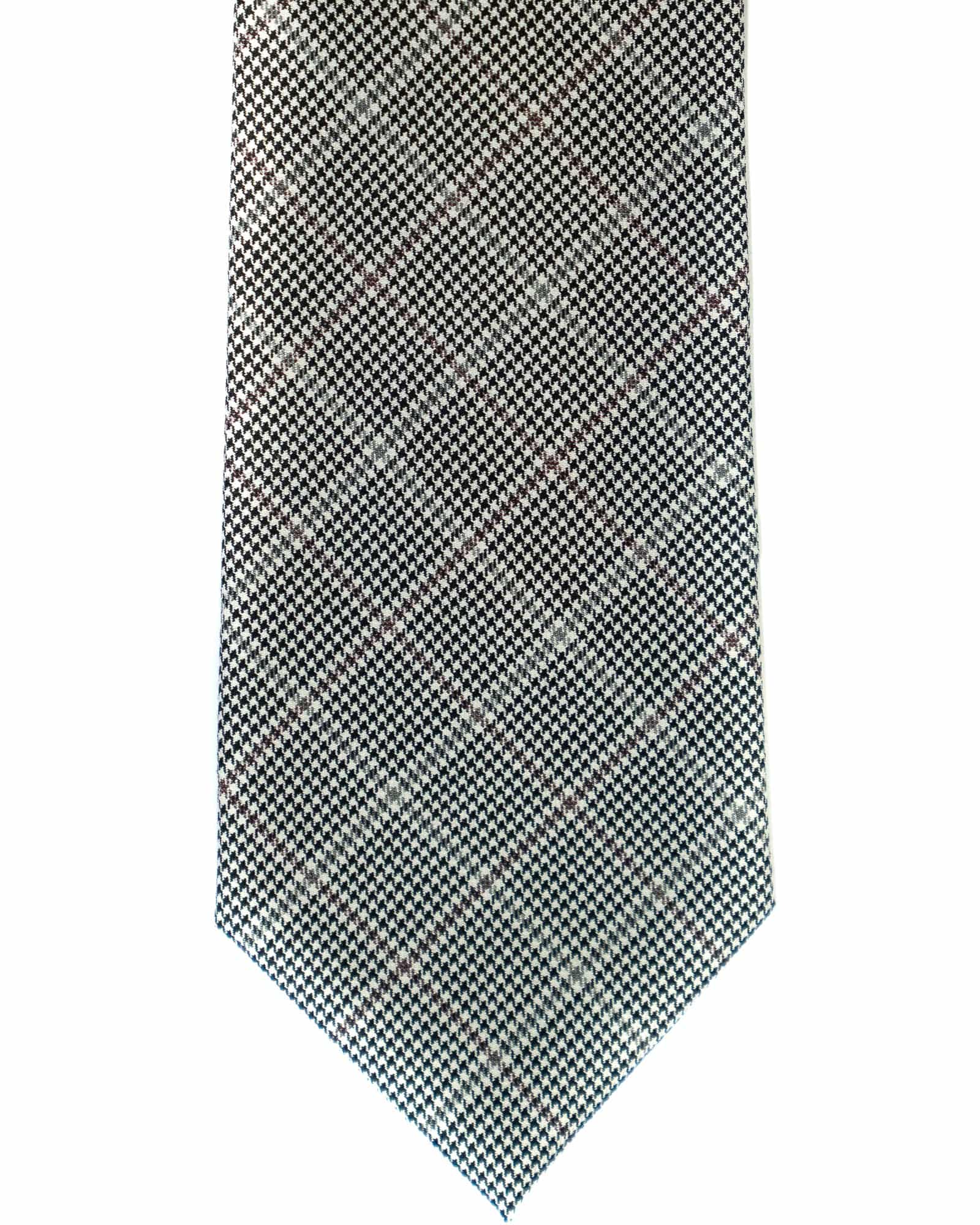 Silk And Wool Tie In  Black And White Small Houndstooth Check - Rainwater's Men's Clothing and Tuxedo Rental