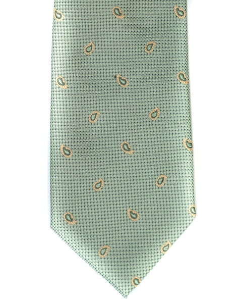 Gianfranco Foulard Tie in Green with Yellow - Rainwater's Men's Clothing and Tuxedo Rental