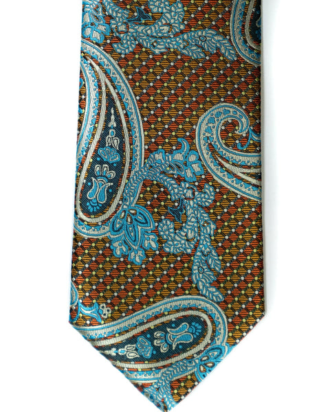 Venturi Uomo Paisley Tie in Rust with Blue - Rainwater's Men's Clothing and Tuxedo Rental