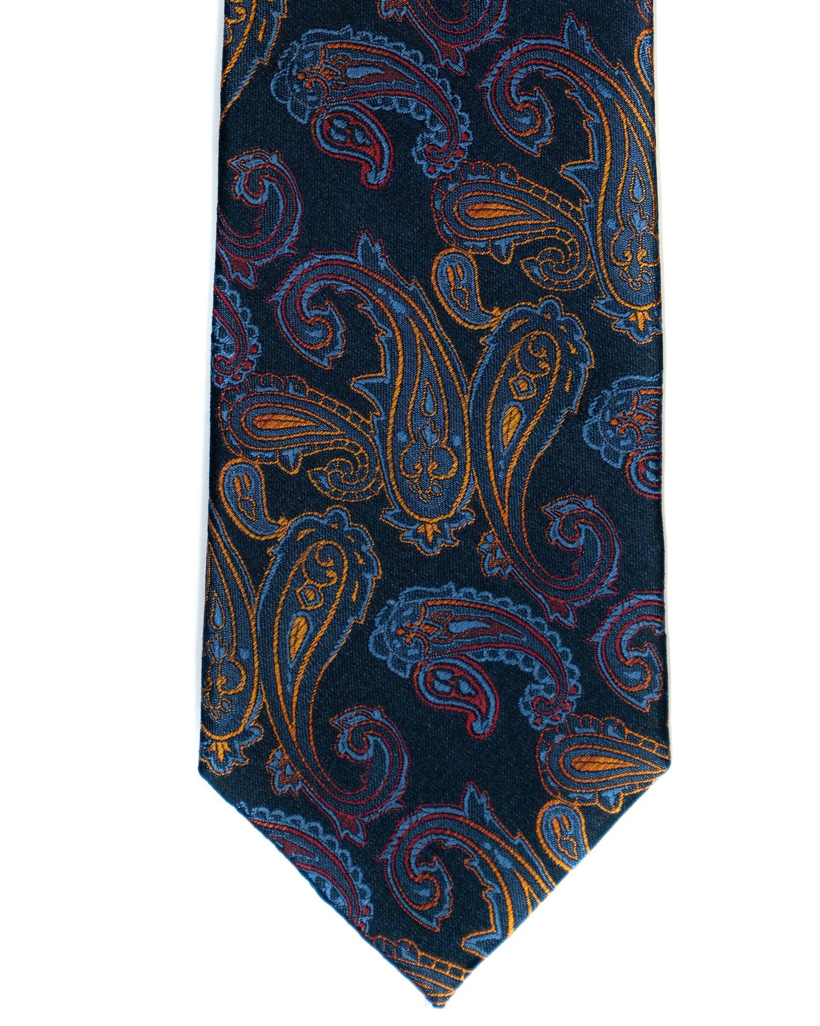 Paisley Silk Tie in Navy With Red - Rainwater's Men's Clothing and Tuxedo Rental