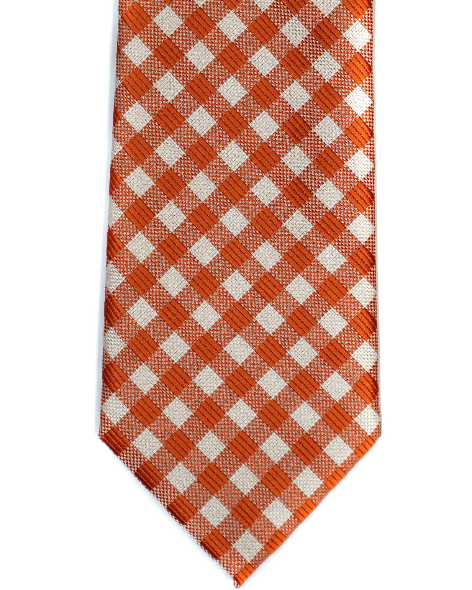 Imani Uomo Diamond Tie in Orange with White - Rainwater's Men's Clothing and Tuxedo Rental