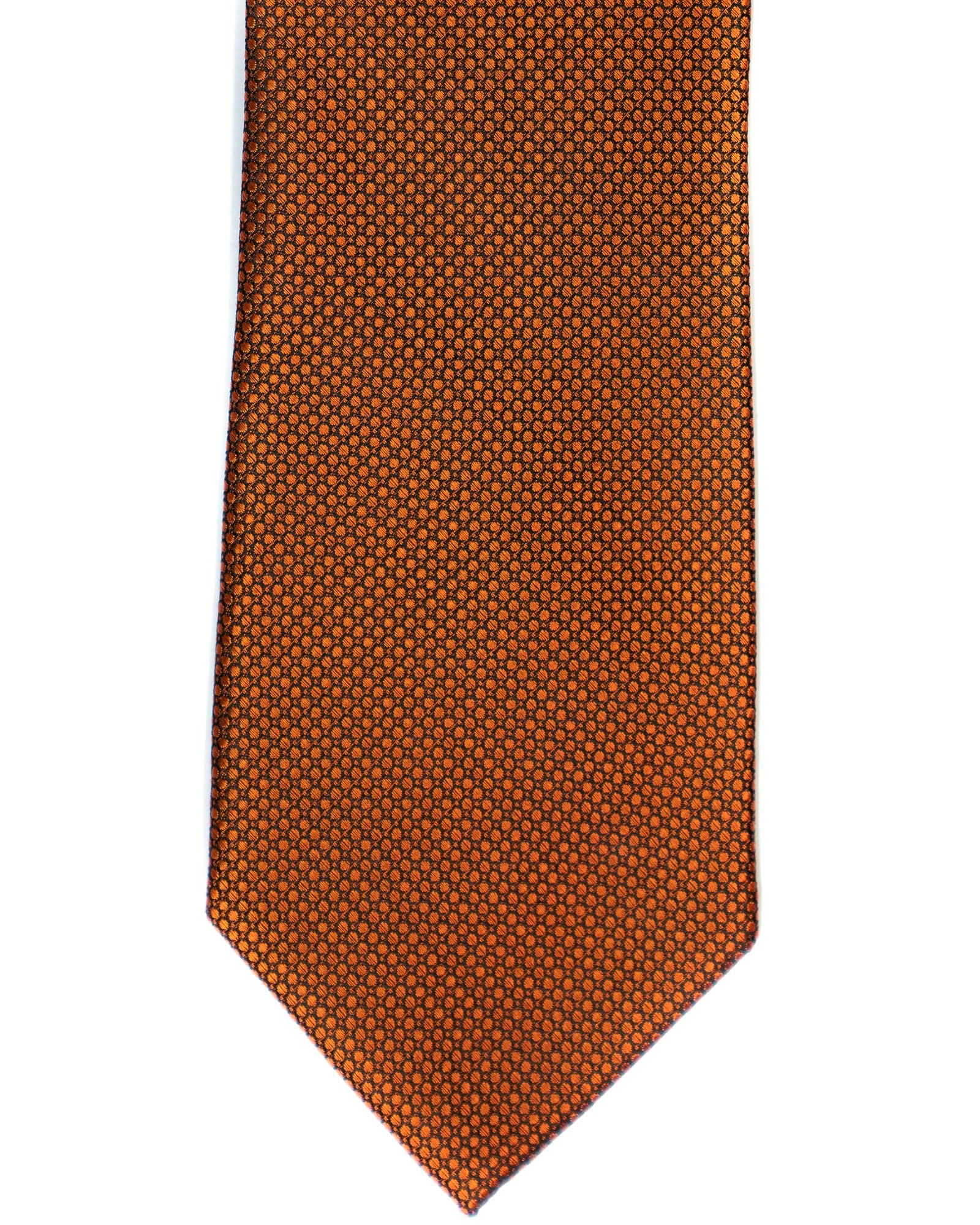 Silk Tie In Orange Solid Honeycomb Weave - Rainwater's Men's Clothing and Tuxedo Rental