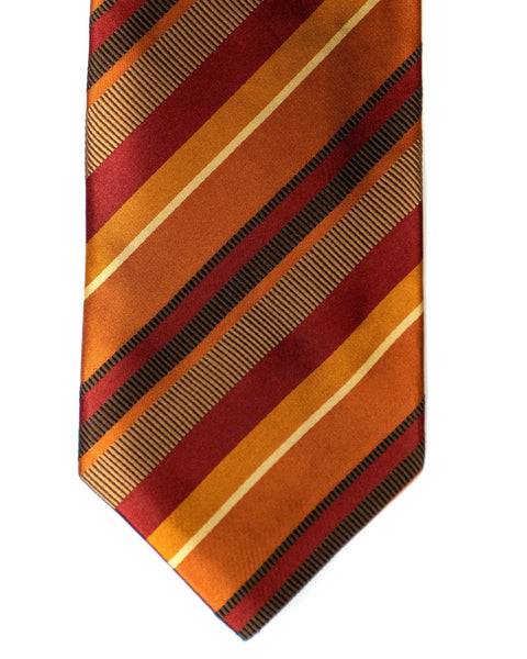 Silk Tie In Rust And Orange Stripes