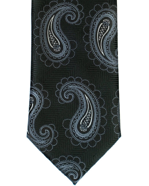 Herringbone Paisley Tie in Black with Grey - Rainwater's Men's Clothing and Tuxedo Rental