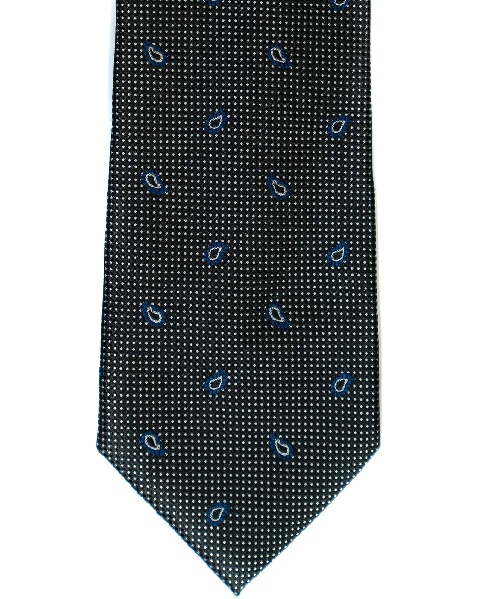 Gianfranco Foulard Tie in Black with Grey - Rainwater's Men's Clothing and Tuxedo Rental
