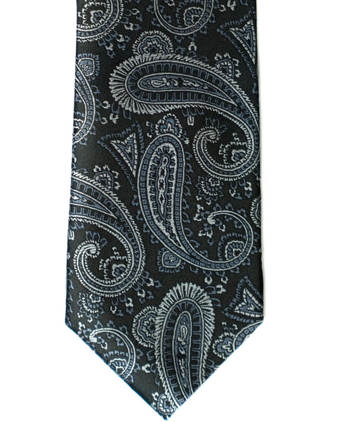 Paisley Silk Tie in Black With Grey - Rainwater's Men's Clothing and Tuxedo Rental