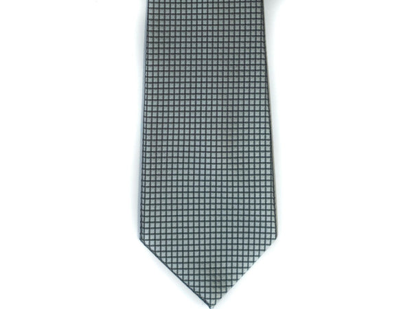 Silk Tie In Silver Solid Grid Weave - Rainwater's Men's Clothing and Tuxedo Rental