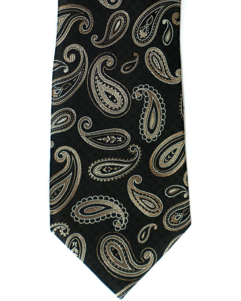 Paisley Silk Tie in Black and Tan - Rainwater's Men's Clothing and Tuxedo Rental