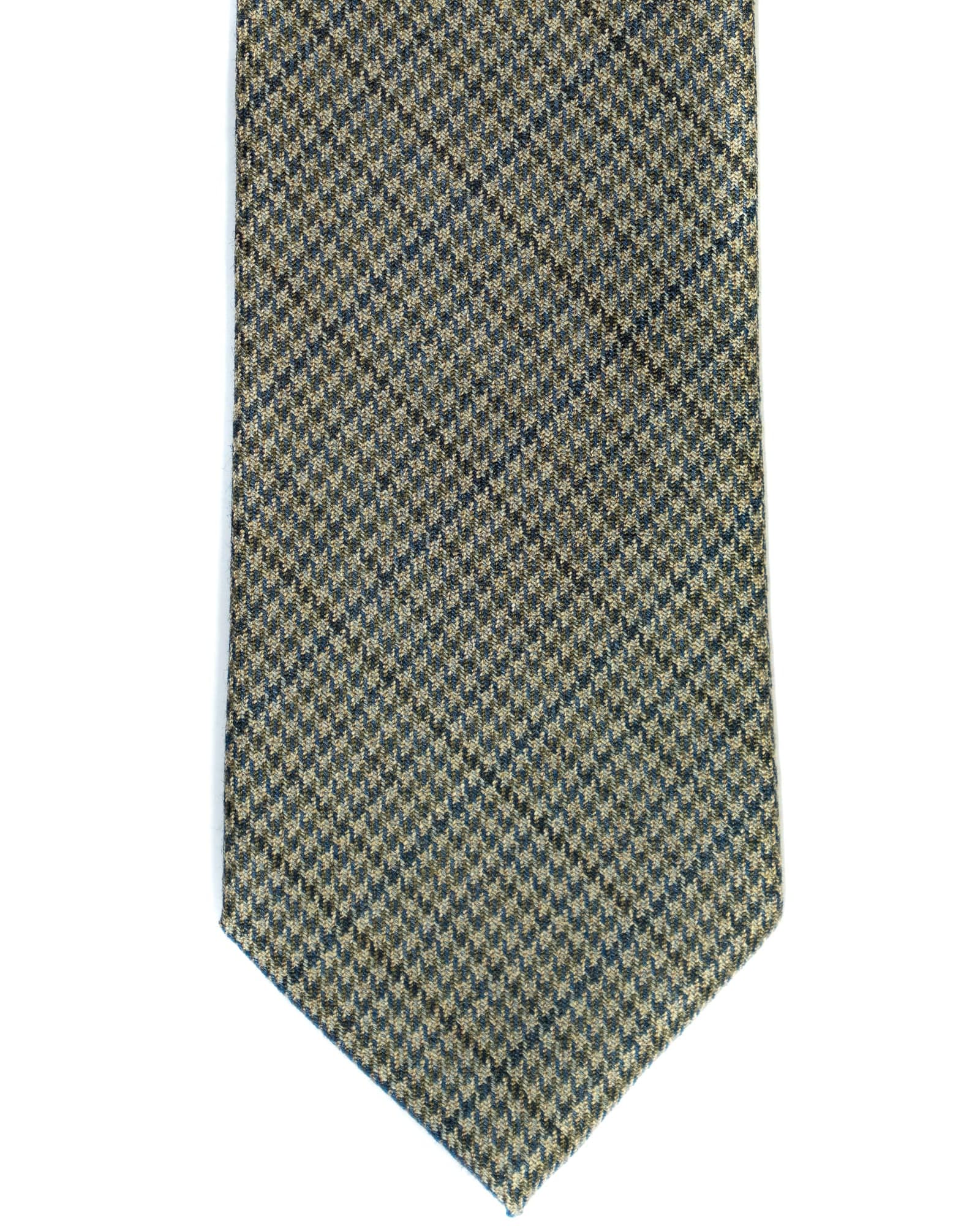 Silk And Wool Tie In Camel And Grey Houndstooth Check - Rainwater's Men's Clothing and Tuxedo Rental