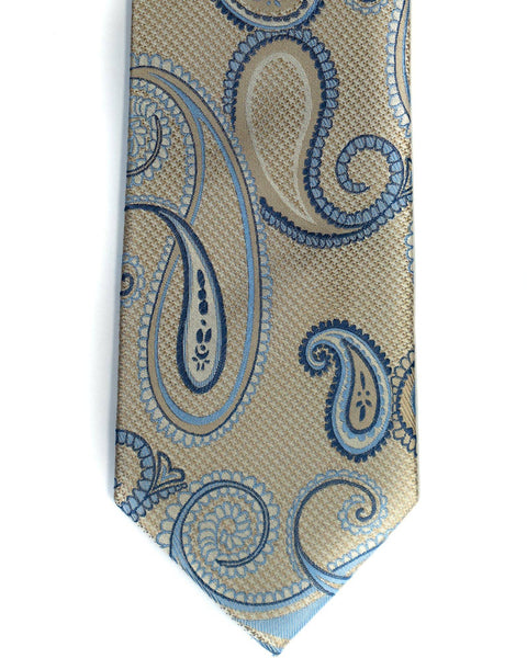 Paisley Silk Tie in Tan With Navy - Rainwater's Men's Clothing and Tuxedo Rental