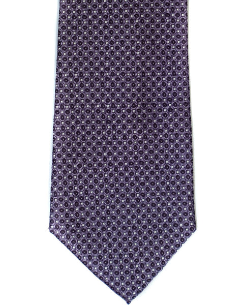 Silk Tie In Lavender Neat Foulard Print - Rainwater's Men's Clothing and Tuxedo Rental