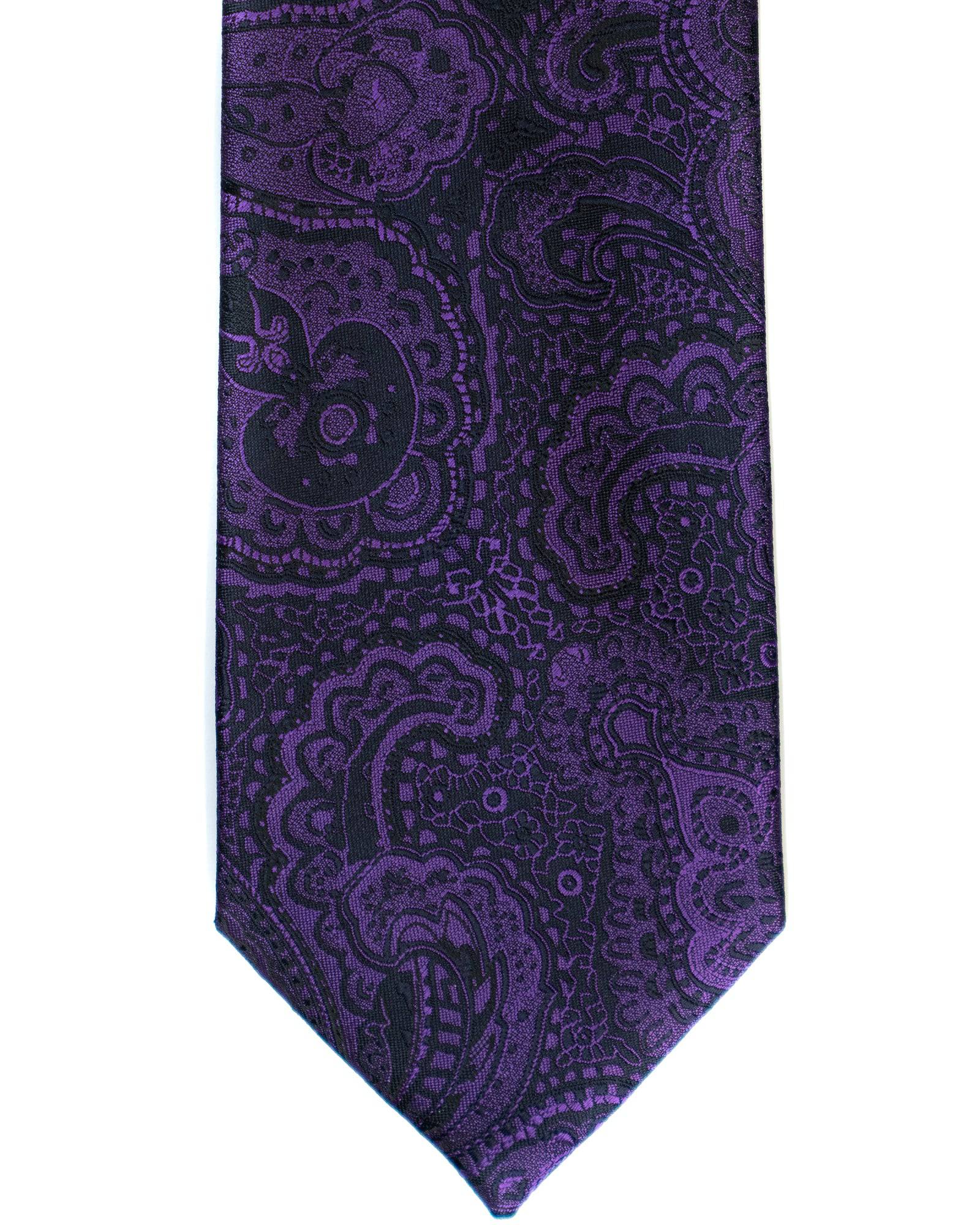 Gianfranco Paisley Tie in Purple with Black - Rainwater's Men's Clothing and Tuxedo Rental