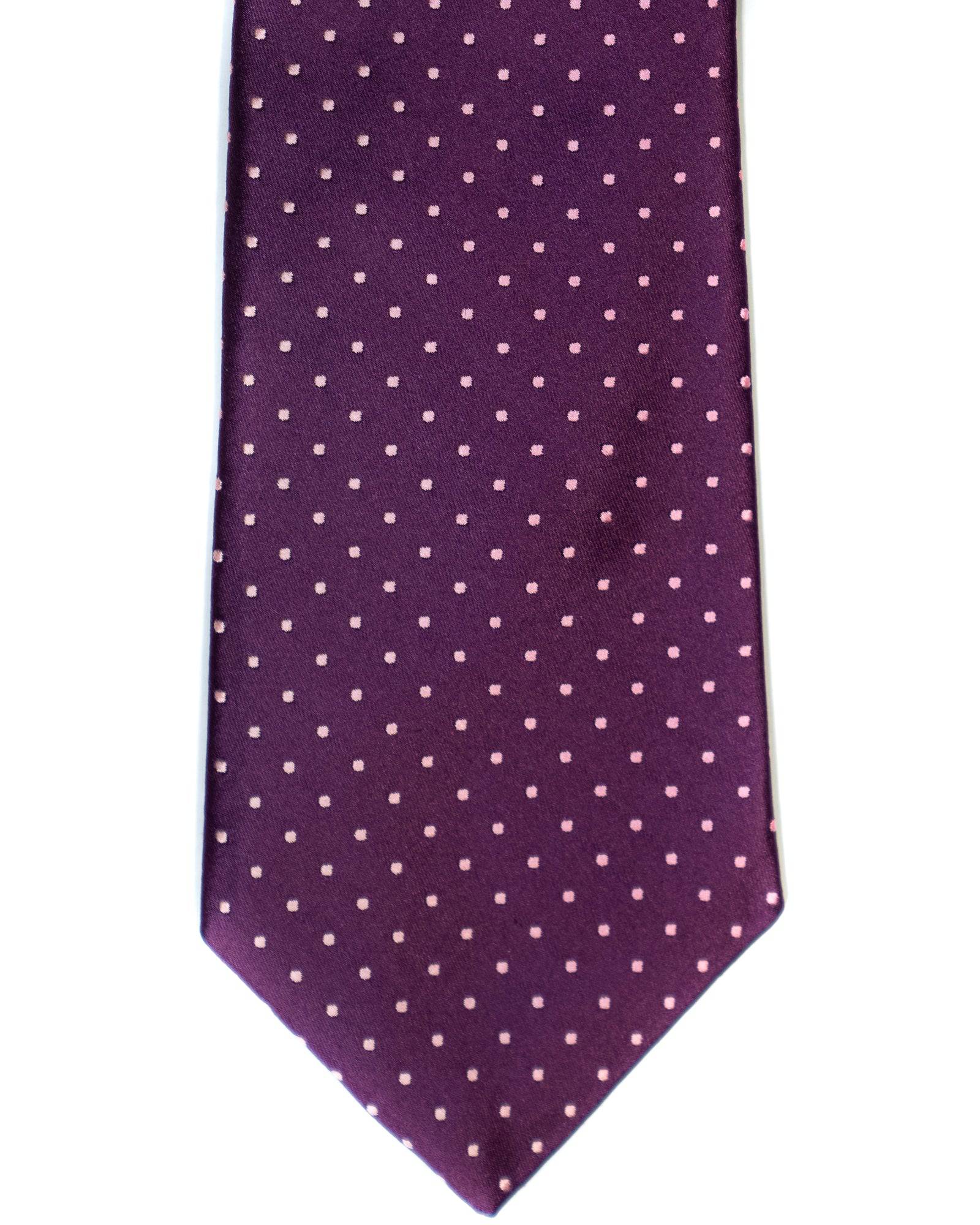 Silk Tie In Plum Dot Print - Rainwater's Men's Clothing and Tuxedo Rental