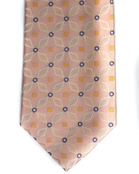 Silk Tie In Light Pink Foulard Print - Rainwater's Men's Clothing and Tuxedo Rental